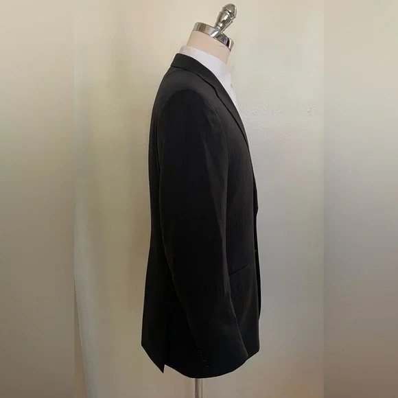 CANALI Made In Italy Subtle Stripe Wool Suit in Charcoal Size 42 L $2150